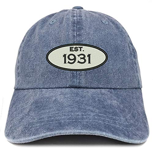 Trendy Apparel Shop 90th Birthday Established 1931 Washed Cotton Adjustable Cap
