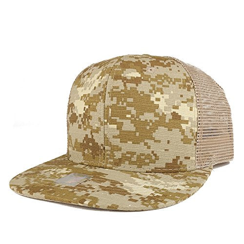 Trendy Apparel Shop Camouflage Print Cotton Flatbill Structured Mesh Snapback Cap