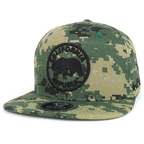 Trendy Apparel Shop California Republic Bear Embroidered Flat Bill Cotton Snapback Cap