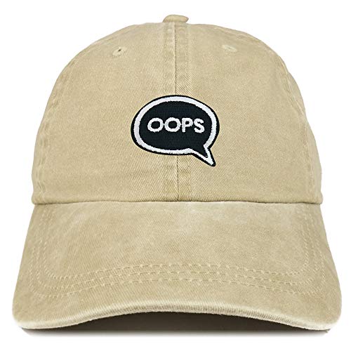 Trendy Apparel Shop Oops Patch Pigment Dyed Washed Baseball Cap