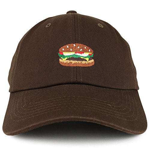 Trendy Apparel Shop Hamburger Fastfood Embroidered Unstructured Cotton Baseball Dad Cap