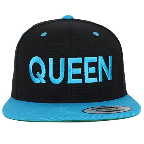 Trendy Apparel Shop Queen Embroidered Flat Bill 2-Tone Ball Cap