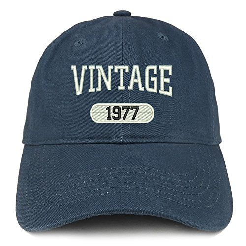 Trendy Apparel Shop Vintage 1977 Embroidered 44th Birthday Relaxed Fitting Cotton Cap