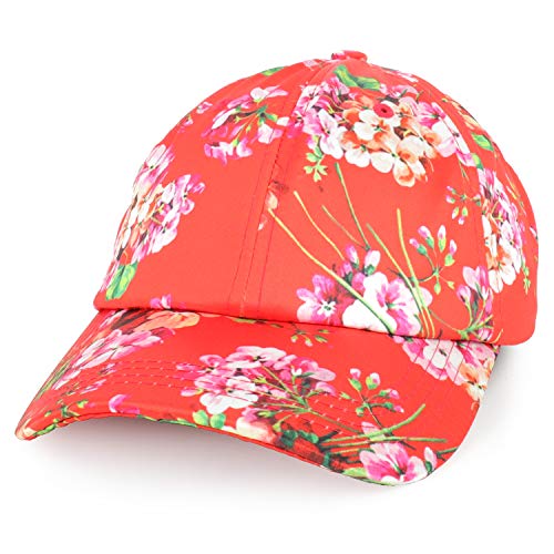 Trendy Apparel Shop Women's Floral Print Satin Unstructured Low Profile Baseball Cap