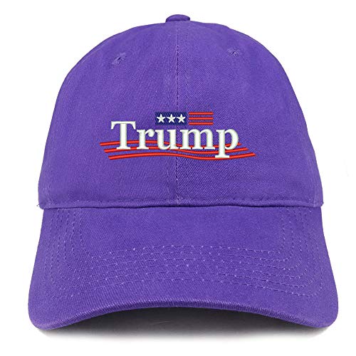 Trendy Apparel Shop Trump Wavy Small Flag Embroidered 100% Cotton Adjustable Cap Dad Hat