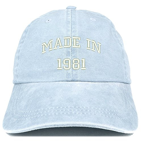 Trendy Apparel Shop Made in 1981 Text Embroidered 40th Birthday Washed Cap
