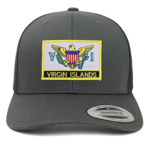 Trendy Apparel Shop Flexfit XXL Virgin Islands Flag Retro Trucker Mesh Cap