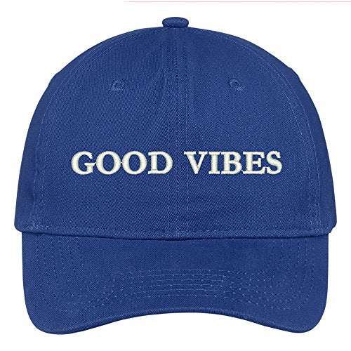 Trendy Apparel Shop Good Vibes Embroidered 100% Cotton Adjustable Cap Dad Hat