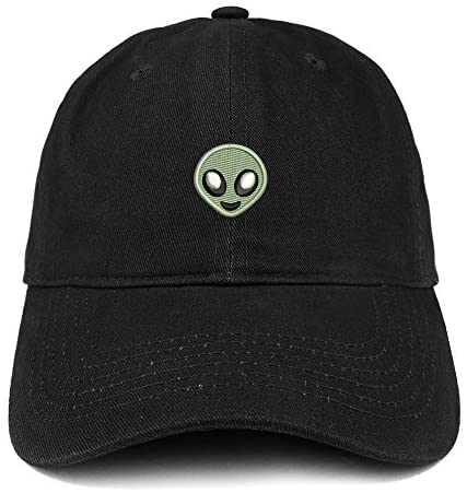Trendy Apparel Shop Alien Emoticon Embroidered 100% Soft Brushed Cotton Low Profile Cap