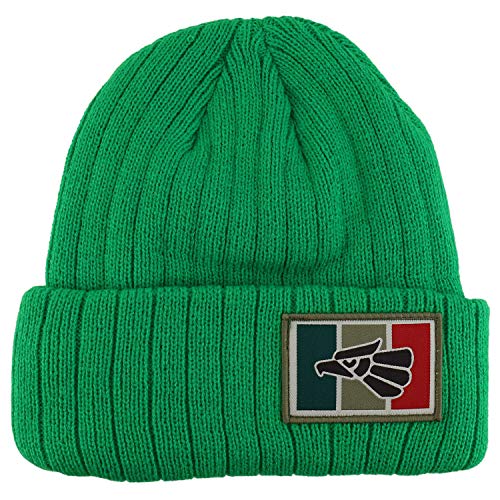 Trendy Apparel Shop Hecho En Mexico Eagle Patch Embroidered Long Cuff Beanie