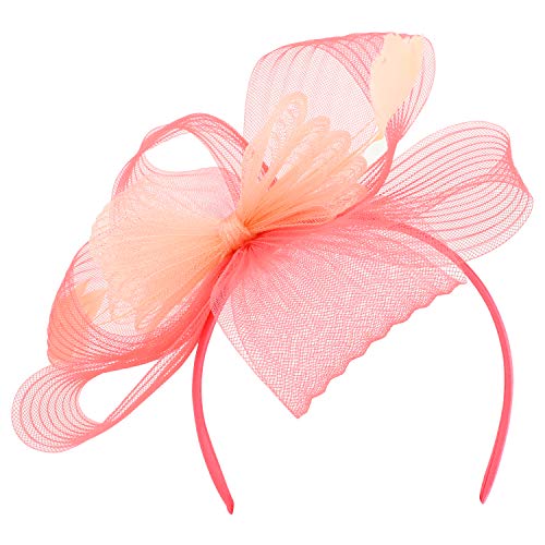 Trendy Apparel Shop Feather Meshed Bow Decorated CRIN Cocktail Fascinator