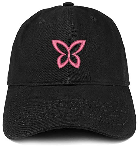 Trendy Apparel Shop Breast Cancer Butterfly 2 Embroidered Brushed Cotton Cap