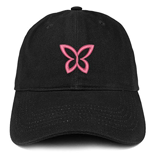 Trendy Apparel Shop Breast Cancer Butterfly 2 Embroidered Brushed Cotton Cap