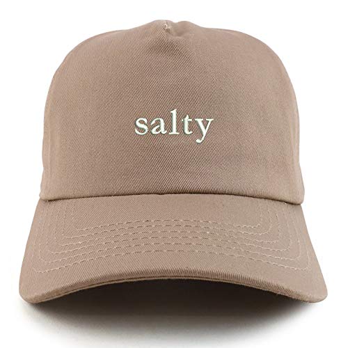 Trendy Apparel Shop 'Salty' Embroidered Corduroy Baseball Cap - Cotton Unstructured Low Profile Cap, One Size Fits Most
