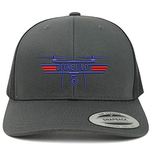 Trendy Apparel Shop Flexfit XXL Drone Top Gun Pilot Embroidered Retro Trucker Mesh Cap