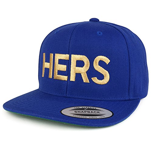 Trendy Apparel Shop Hers Gold Embroidered Flat Bill Structured Baseball Cap