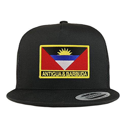 Trendy Apparel Shop Antigua and Barbuda Flag 5 Panel Flatbill Trucker Mesh Cap