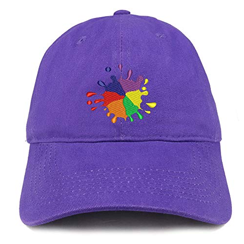 Trendy Apparel Shop Rainbow Color Splash Embroidered Brushed Cotton Cap