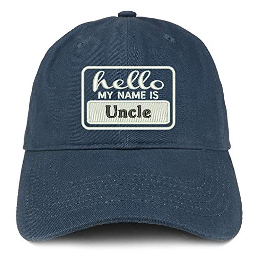 Trendy Apparel Shop Hello My Name is Uncle Soft Crown 100% Brushed Cotton Cap