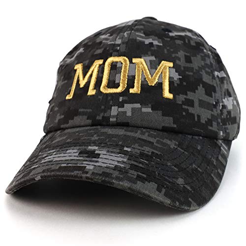 Trendy Apparel Shop MOM Capital Gold Thread Embroidered Soft Crown 100% Brushed Cotton Cap