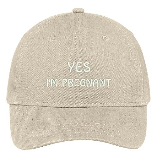 Trendy Apparel Shop Yes I'm Pregnant Embroidered 100% Cotton Adjustable Cap