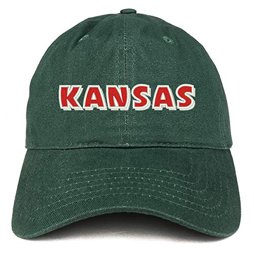 Trendy Apparel Shop Kansas Bold Text Embroidered Soft Crown 100% Brushed Cotton Cap