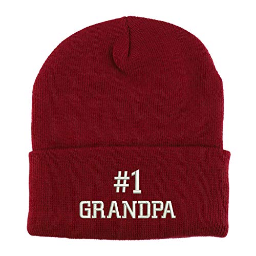 Trendy Apparel Shop Number 1 Grandpa Embroidered Winter Long Cuff Beanie