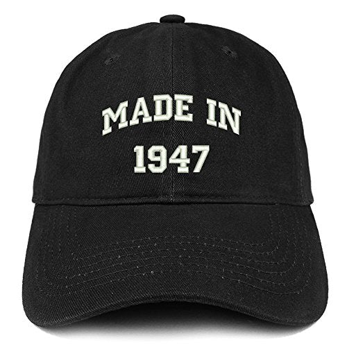 Trendy Apparel Shop Made in 1947 Text Embroidered Birthday Brushed Cotton Cap