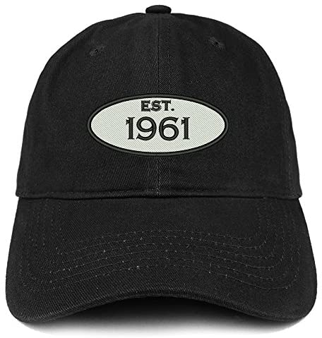 Trendy Apparel Shop Established 1961 Embroidered 60th Birthday Gift Soft Crown Cotton Cap