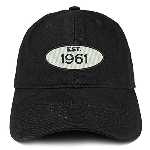 Trendy Apparel Shop Established 1961 Embroidered 60th Birthday Gift Soft Crown Cotton Cap