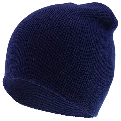 Trendy Apparel Shop Made in USA Plain Acrylic Winter Knit Short Winter Beanie
