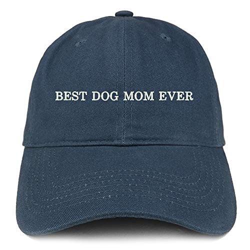 Trendy Apparel Shop Best Dog Mom Ever Embroidered Brushed Cotton Cap