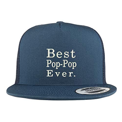 Trendy Apparel Shop Best Pop Pop Ever 5 Panel Flatbill Trucker Mesh Snapback Cap