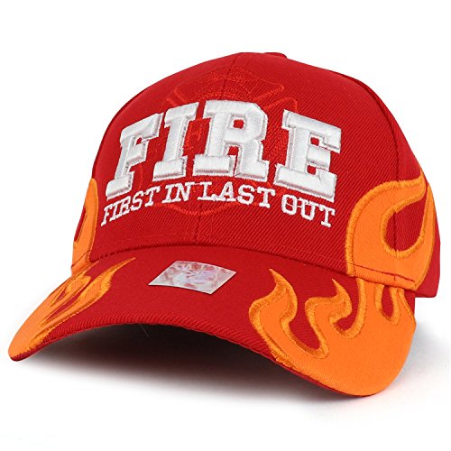 Trendy Apparel Shop First in Last Out 3D Fire Embroidered Adjustable Baseball Cap