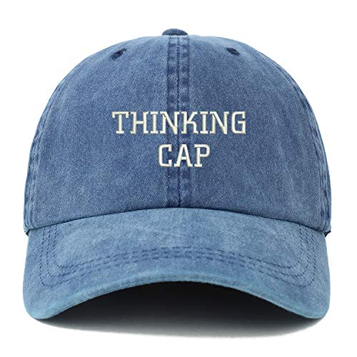 Trendy Apparel Shop XXL Thinking Cap Embroidered Unstructured Washed Pigment Dyed Baseball Cap