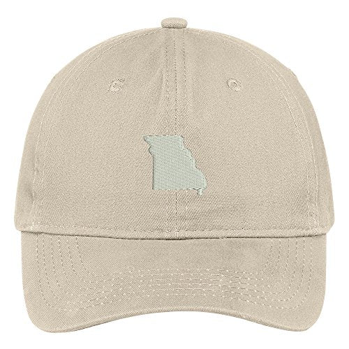 Trendy Apparel Shop Missouri State Map Embroidered Low Profile Soft Cotton Brushed Baseball Cap