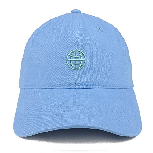 Trendy Apparel Shop Globe Emoticon Embroidered 100% Soft Brushed Cotton Low Profile Cap