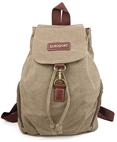Trendy Apparel Shop Fashionable Canvas Backpack with Drawstrings and Buckle Closure - Olive