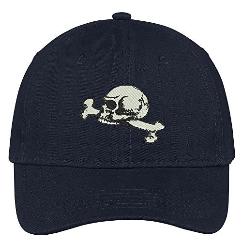 Trendy Apparel Shop Skull and Femur Embroidered Halloween Themed Cotton Baseball Cap
