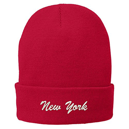 Trendy Apparel Shop New York Embroidered Winter Folded Long Beanie