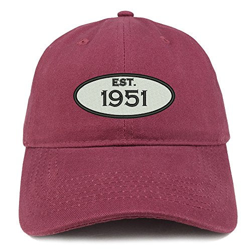 Trendy Apparel Shop Established 1951 Embroidered 70th Birthday Gift Soft Crown Cotton Cap