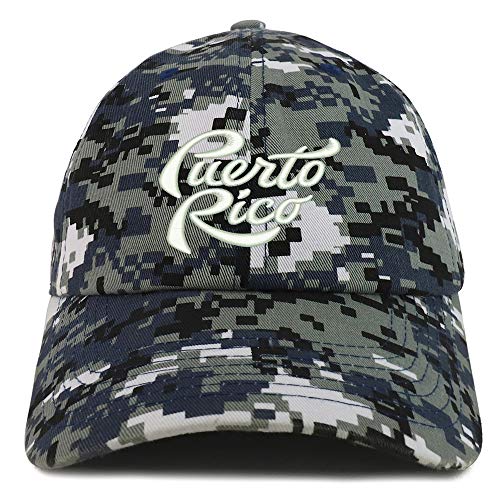 Trendy Apparel Shop Puerto Rico Script Embroidered Soft Crown 100% Brushed Cotton Cap