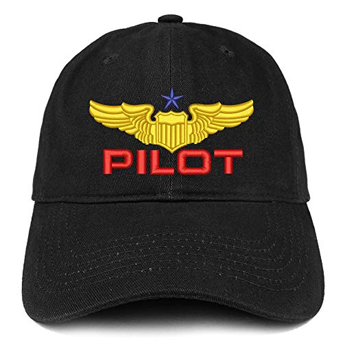 Trendy Apparel Shop Pilot Embroidered Soft Crown 100% Brushed Cotton Cap