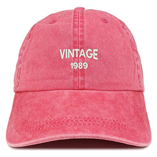 Trendy Apparel Shop Small Vintage 1989 Embroidered 32nd Birthday Washed Pigment Dyed Cap