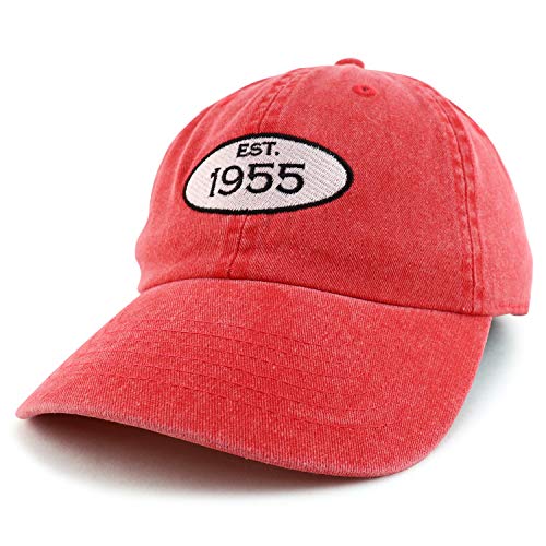 Trendy Apparel Shop 65th Birthday Established 1956 Washed Cotton Adjustable Cap