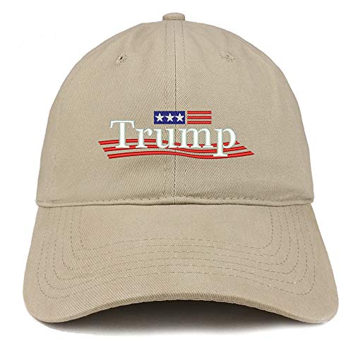 Trendy Apparel Shop Trump Wavy Small Flag Embroidered 100% Cotton Adjustable Cap Dad Hat