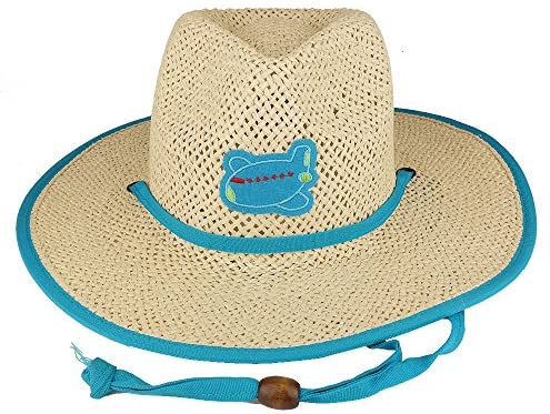 Trendy Apparel Shop Kid's Paper Straw Western Cowboy Hat with Embroidered Patch