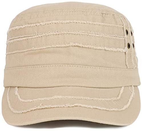 Trendy Apparel Shop Distressed Elastic Fit Frayed Cadet Flat Top Style Army Cap