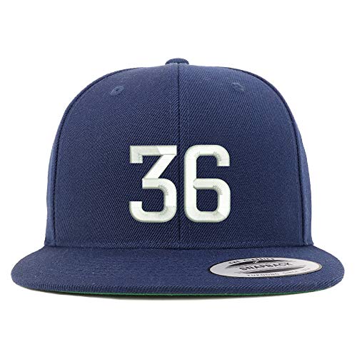 Trendy Apparel Shop Number 36 Embroidered Snapback Flatbill Baseball Cap