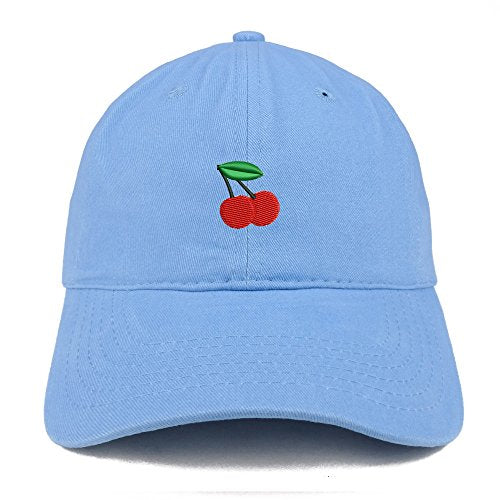 Trendy Apparel Shop Cherry Emoticon Embroidered 100% Soft Brushed Cotton Low Profile Cap